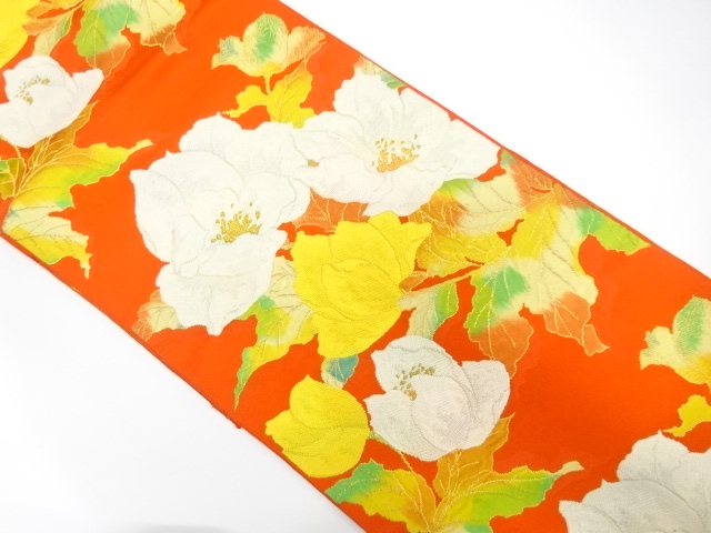 JAPANESE NAGOYA OBI / CHIKUZEN HAKATA / WOVEN FLOWER